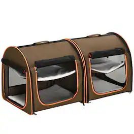 Pawhut - 39" Portable Soft-Sided Cat Carrier, Cat Kennel, Travel Dog Crate, Soft Cushions & Storage Bag, Easy to Fold