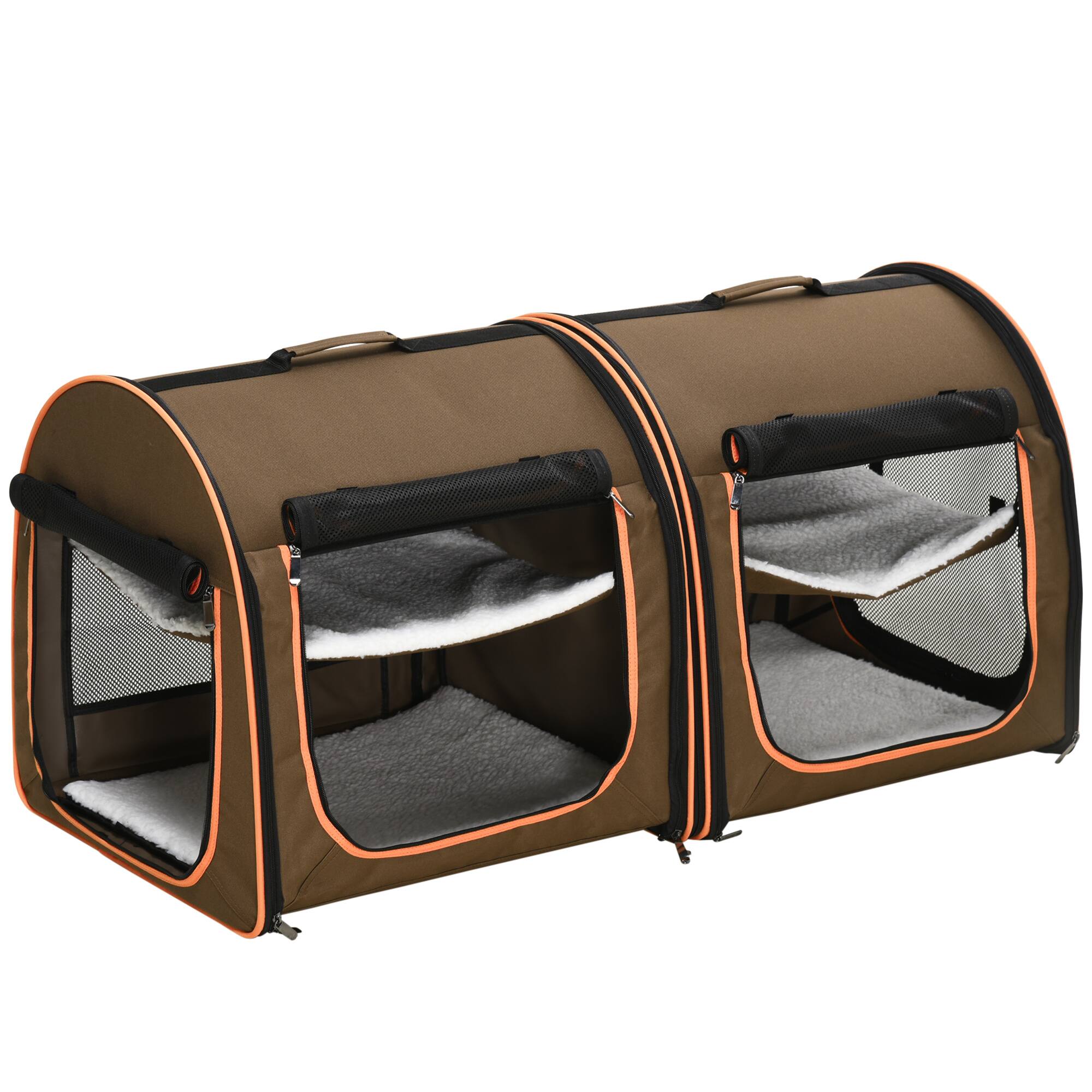 Front. Pawhut - 39" Portable Soft-Sided Cat Carrier, Cat Kennel, Travel Dog Crate, Soft Cushions & Storage Bag, Easy to Fold.