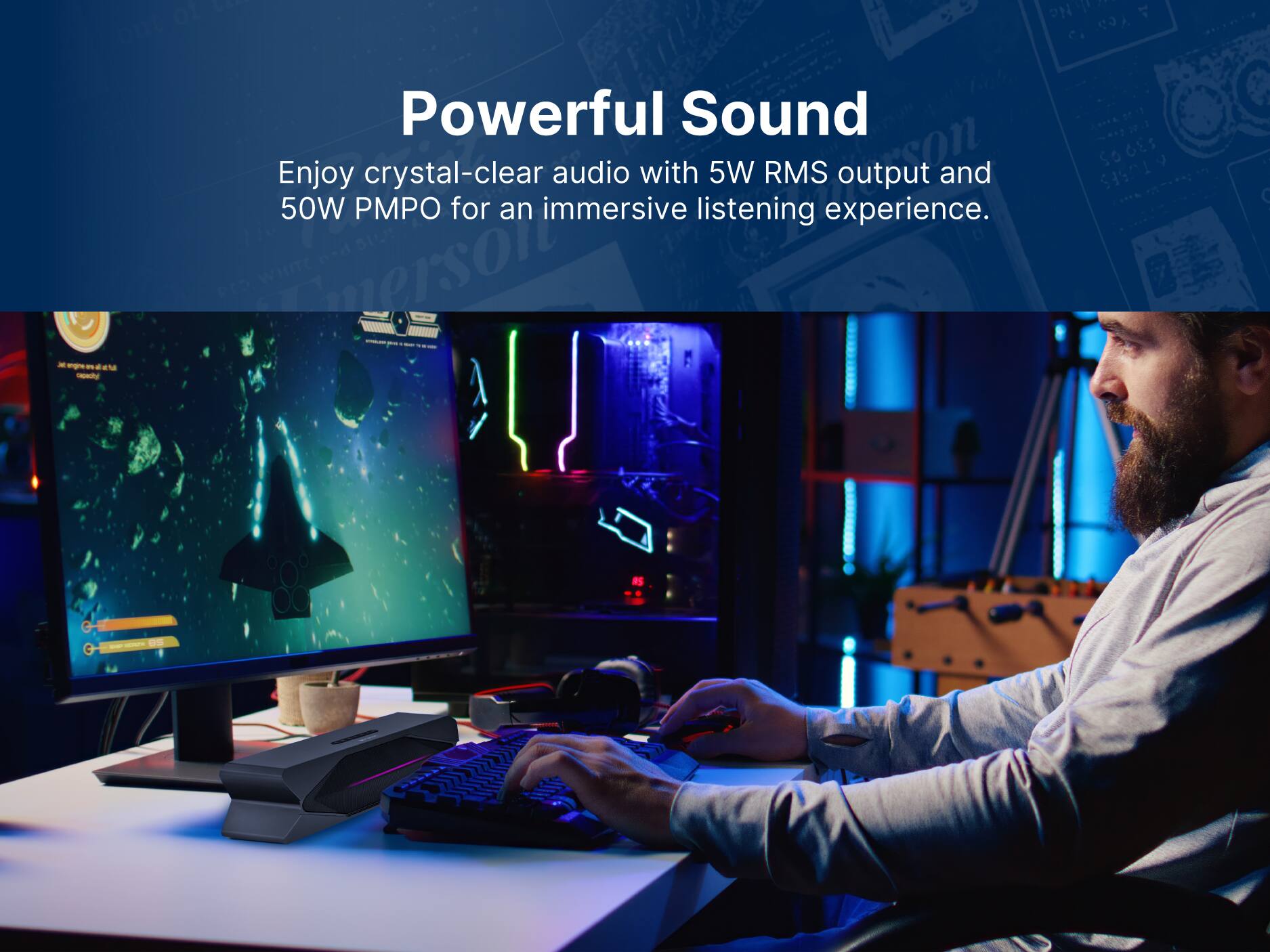 Powerful Sound
Enjoy crystal-clear audio with 5W RMS output and 50W PMPO for an immersive listening experience.