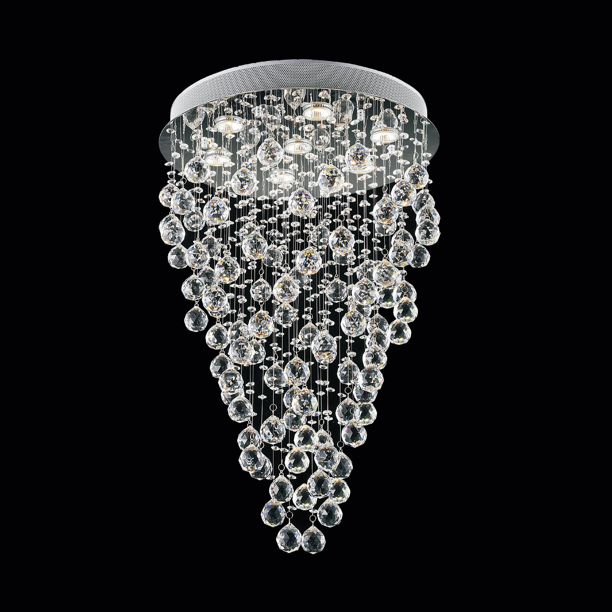 Angle. CWI Lighting - Rain Drop 7 Light Flush Mount With Chrome Finish - Chrome.