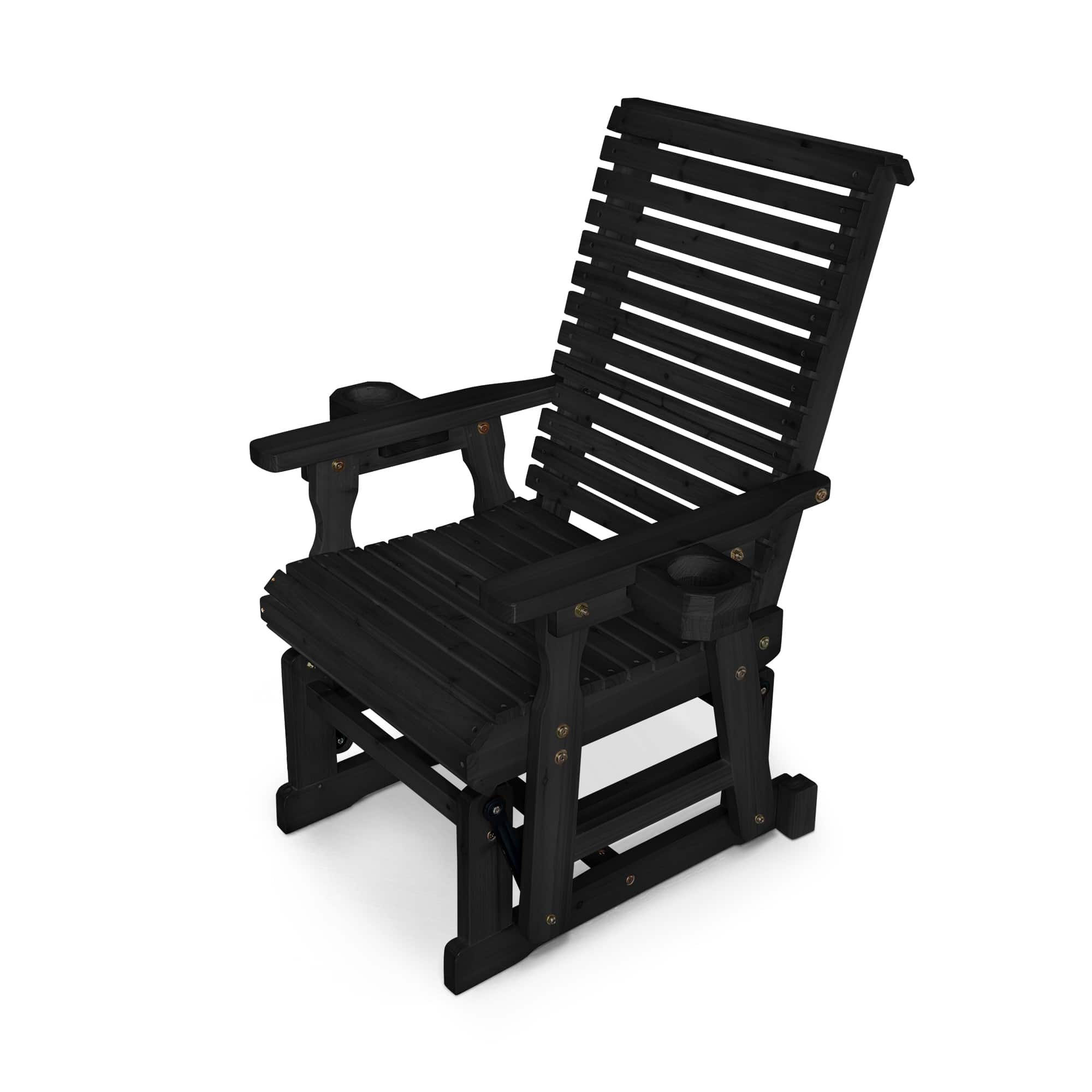 Fortune Candy - Wooden Patio Glider for One Person (Bridge Back) - BLACK