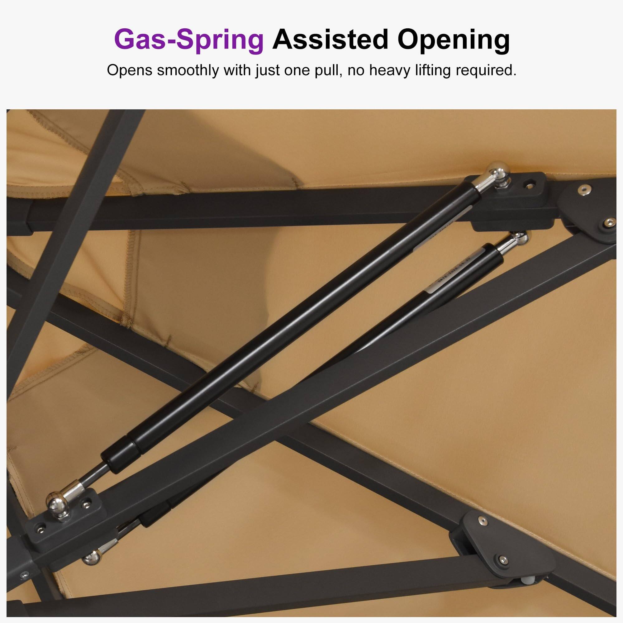 Gas-Spring Assisted Opening  
Opens smoothly with just one pull, no heavy lifting required.