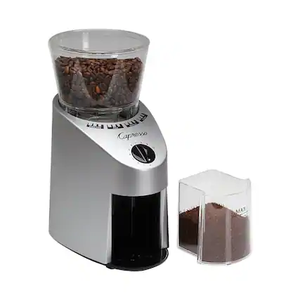 Angle. Capresso - Infinity 3.2-Oz. Coffee Grinder - Stainless.