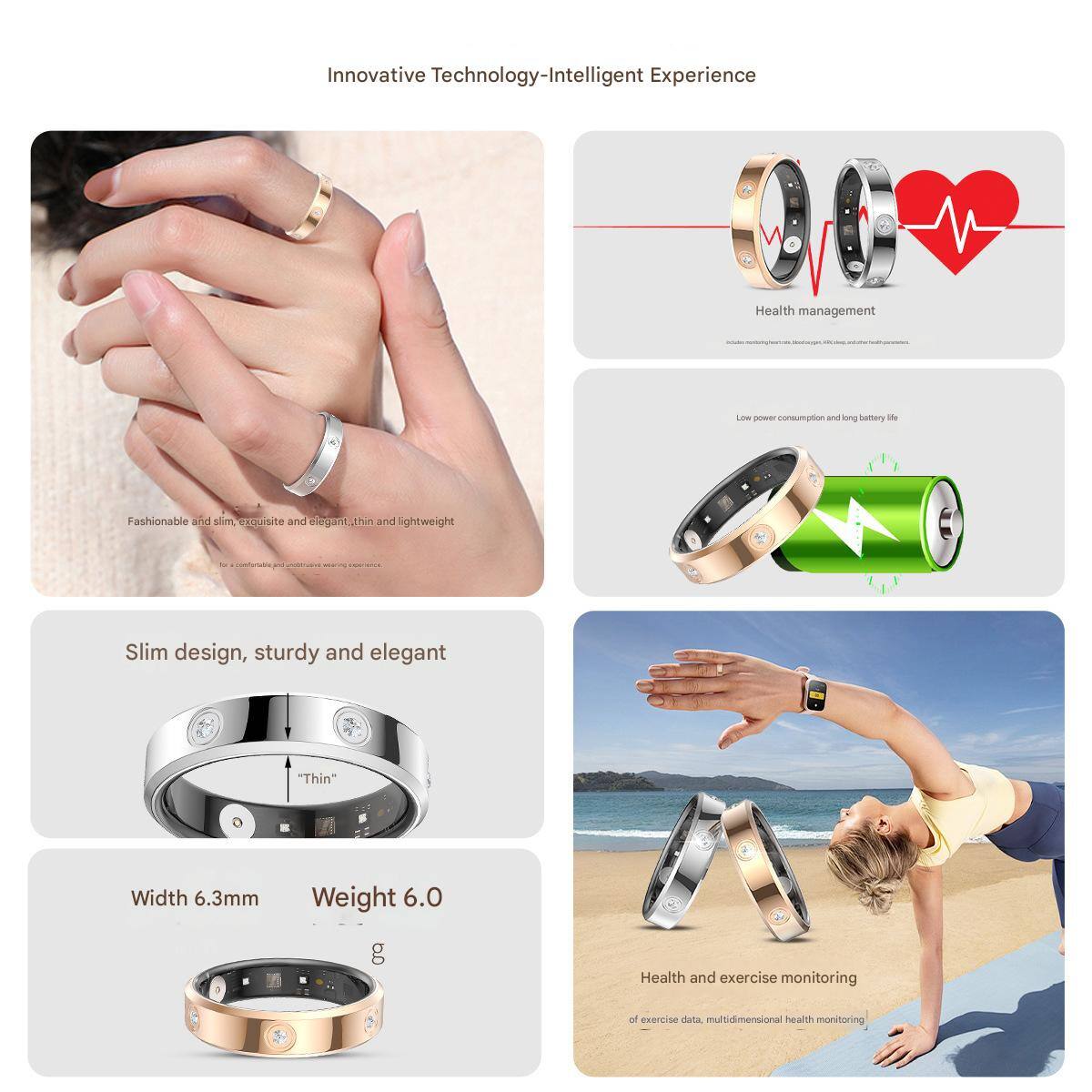 Innovative Technology-Intelligent Experience

Health management

Low power consumption and long battery life

Slim design, sturdy and elegant

Width 6.3mm

Weight 6.0 g

Health and exercise monitoring

of exercise data, multidimensional health monitoring