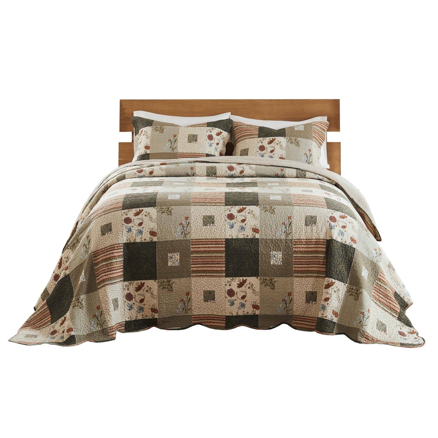 Front. Greenland Home Fashions - Greenland Home Fashions Sedona High Quality 3-Piece Queen Bedspread Set - Multicolor.