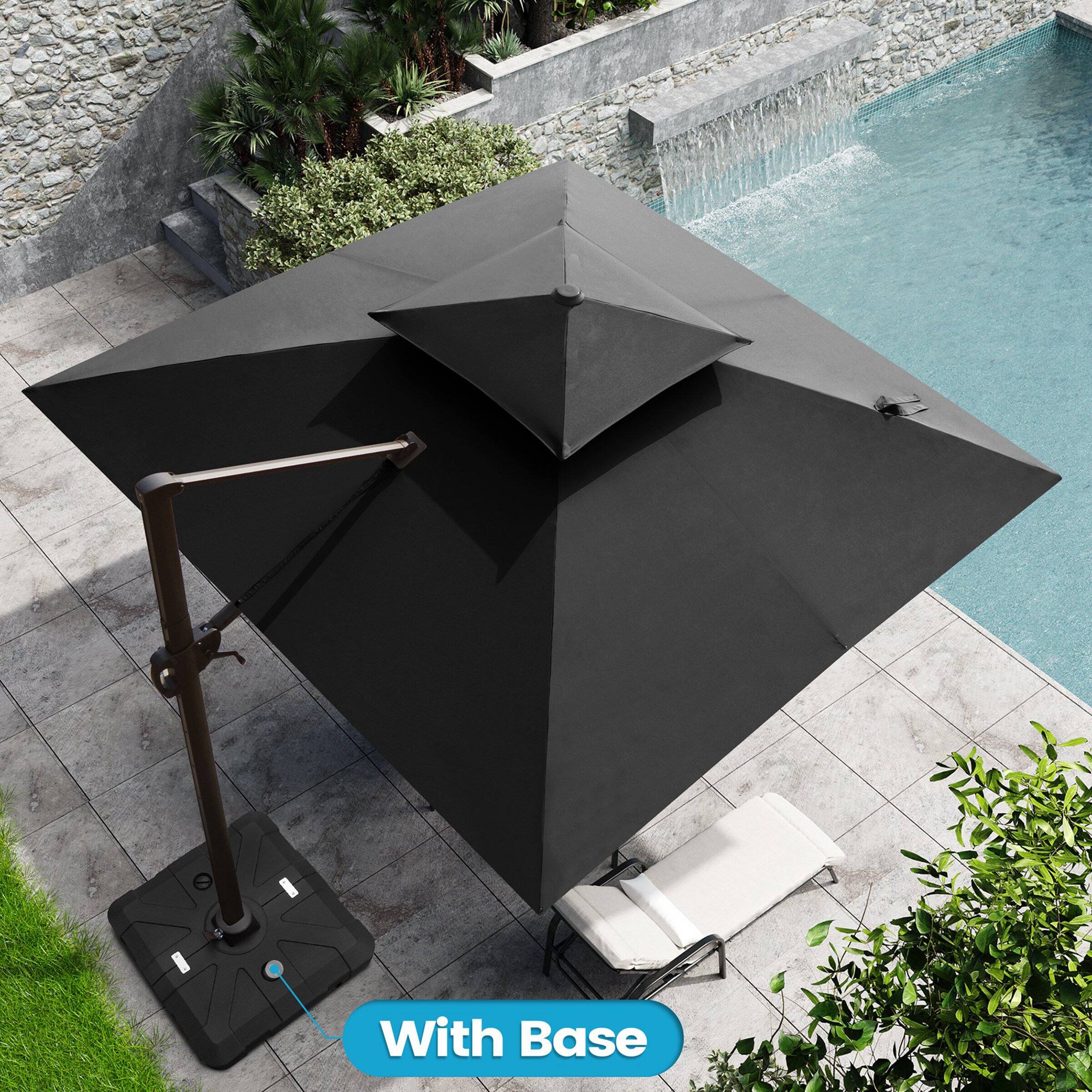 Crestlive Products - 10ft Aluminum Slide-tilt Cantilever Patio Umbrella Base - Black