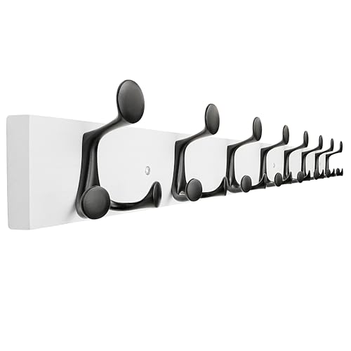 Hirose Alice - 43-inch Light Wood Coat Rack Wall Mount With 8 Triple Hooks - Ideal For Family Entrances Classrooms And Pet - White-39 inch(Pack of 1)