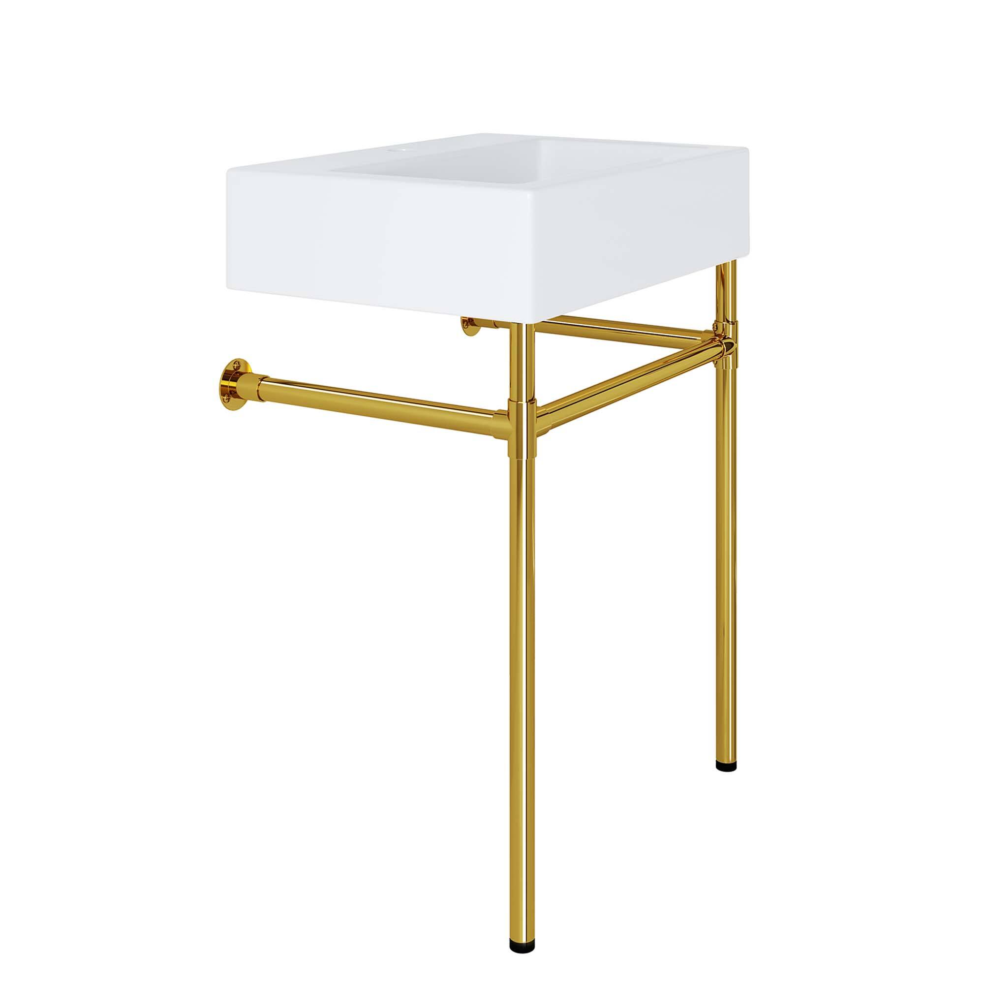 Back. Modway - Redeem Wall-Mount Bathroom Vanity Basin Included - Gold White.