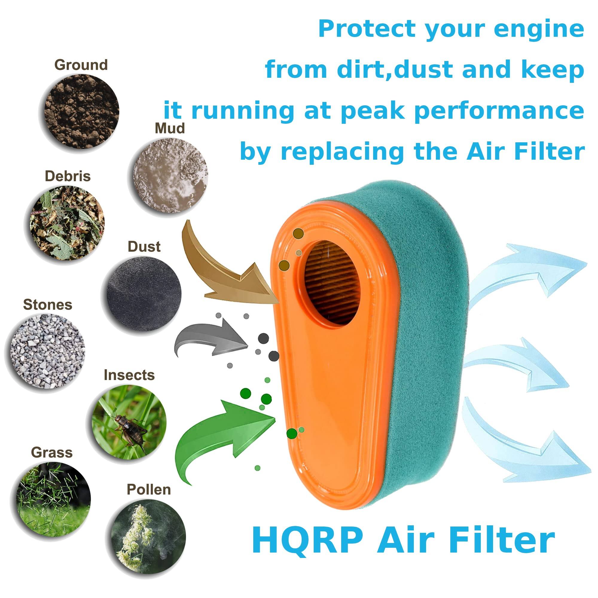 Protect your engine from dirt, dust, and keep it running at peak performance by replacing the Air Filter.

Ground Debris
- Mud
- Dust
- Stones
- Insects
- Grass
- Pollen

HQRP Air Filter