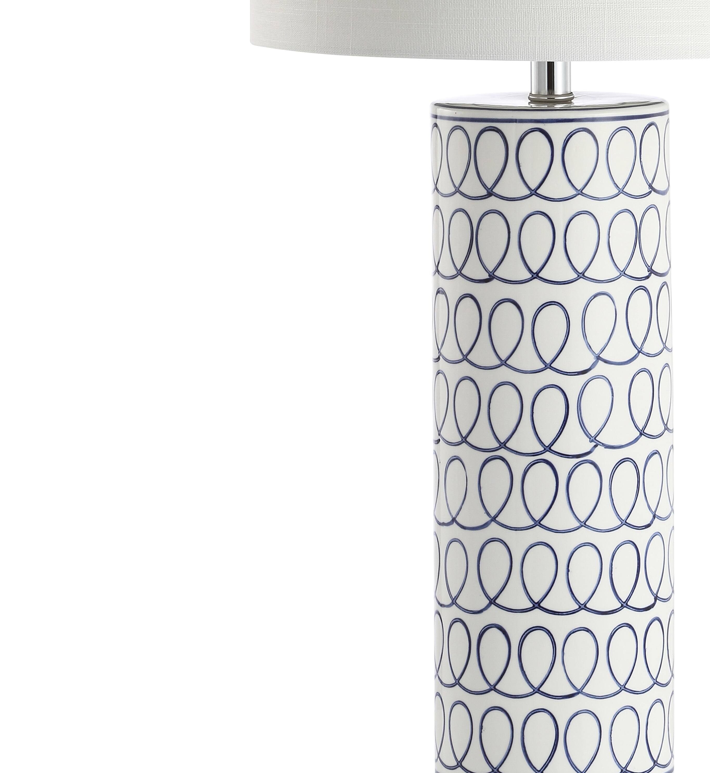 Alt View 6. Jonathan Y - Loop 28.75" Ceramic Modern Column LED Table Lamp, Blue/White - White/Blue.