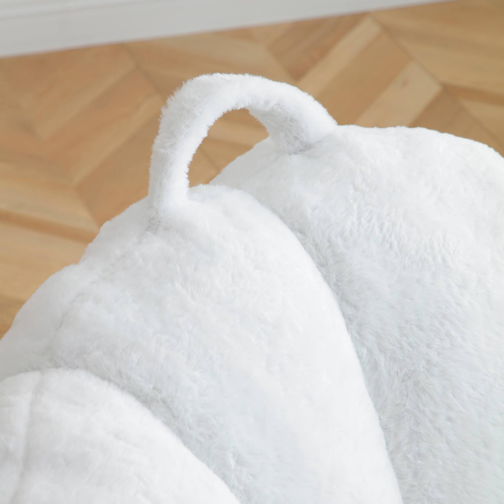 Alt View 5. GOODSILO - Oversized Shell-Shaped Faux Fur Bean Bag Chair with Matching Footstool for Living Room and Bedroom Lounging - White.