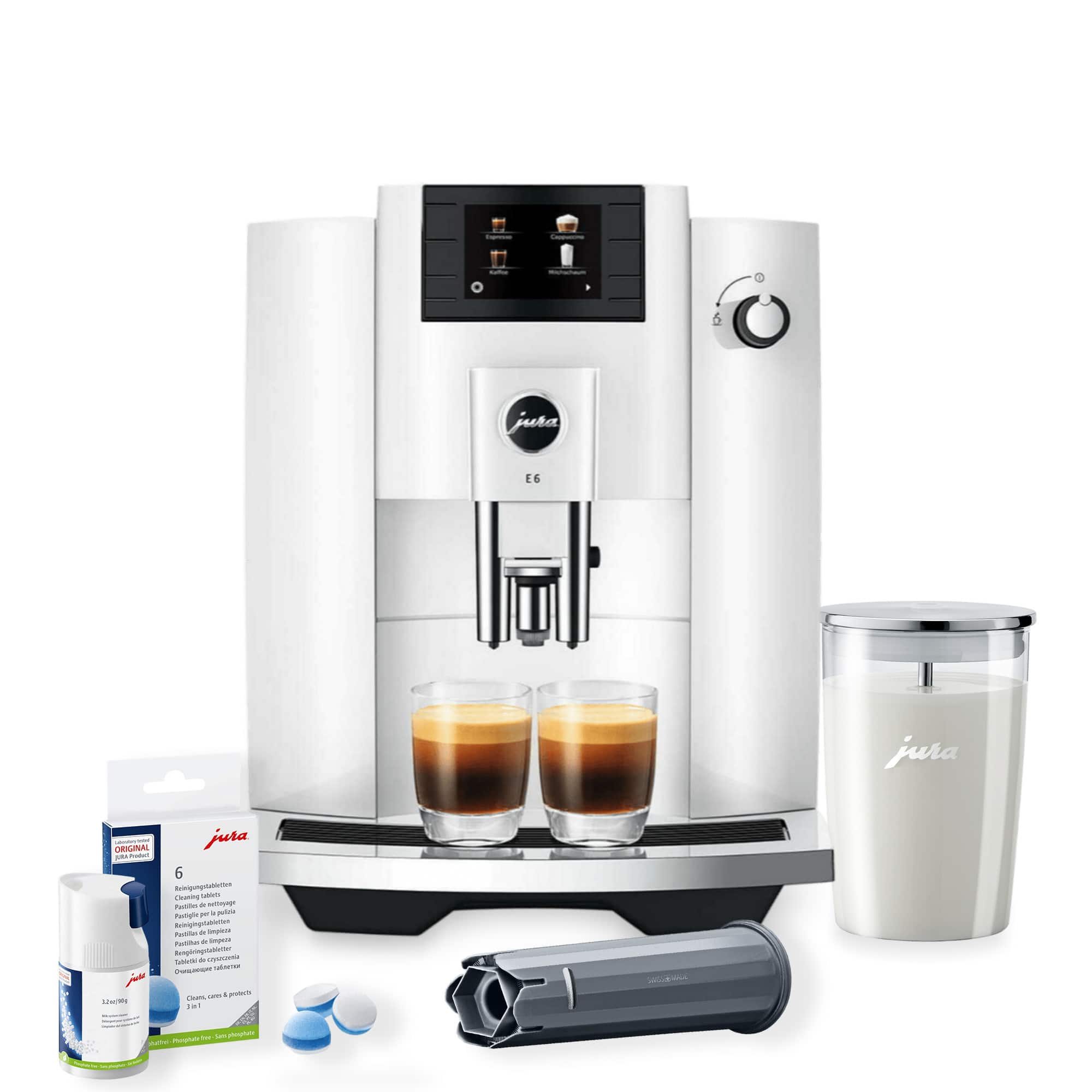 JURA - E6 Automatic Espresso Machine with Stabilizer, and Accessories - White