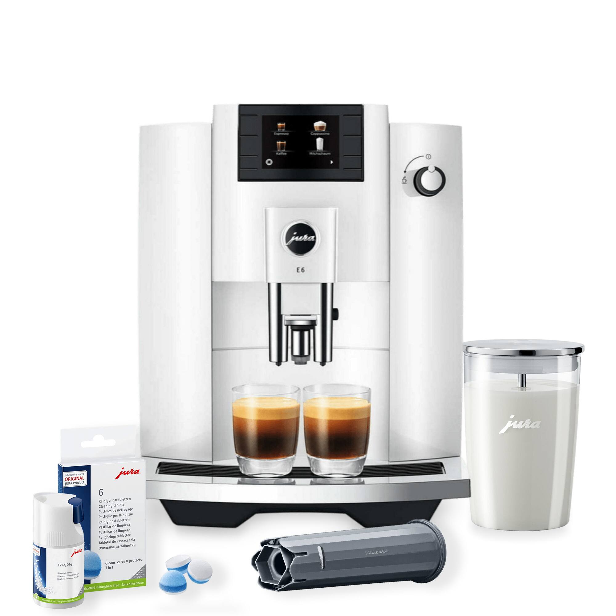 JURA - E6 Automatic Espresso Machine with Stabilizer, and Accessories - White