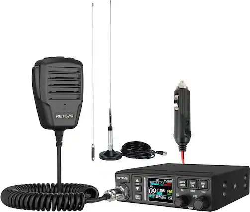 MIC
RETEVIS
RETEVIS
CH FUNC MENU
BP DC13.3V 53k 5 AQ 09 27.065 FM DOG 1 WX1 162.550ee T.n
AM/FM CB/WX PA SQ
SCAN RB NRC VOL
EMG & VOX
PUSH
