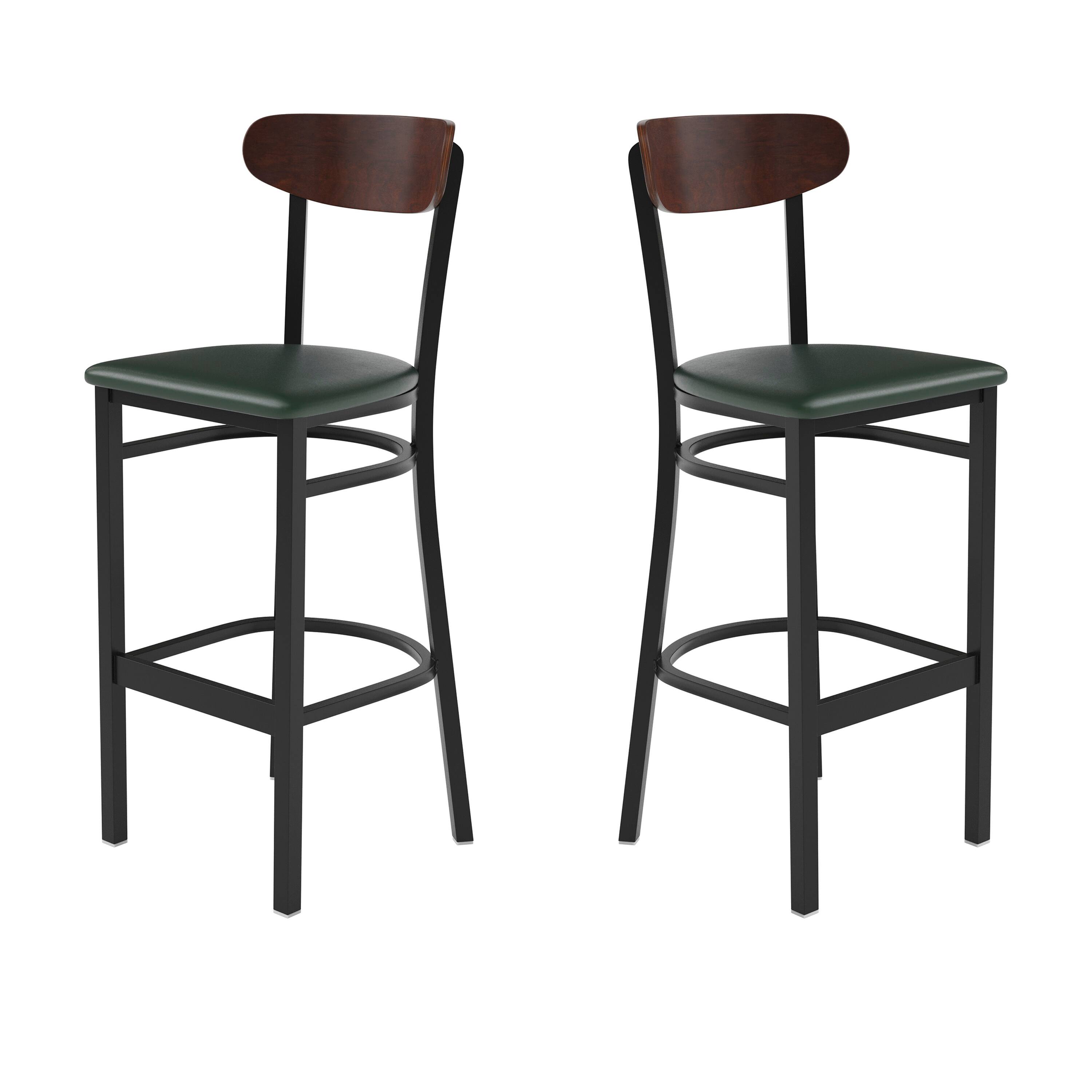 Walnut Wood Back/Green Vinyl Seat