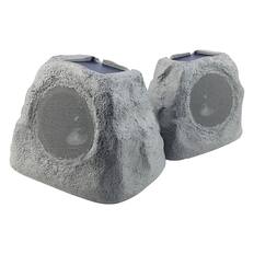 Front. Gemini - GHRK-500LTMS Solar Bluetooth TWS 30-Watt-Peak Outdoor Rock Speaker with LED Lighting 2 Pack - Gray.