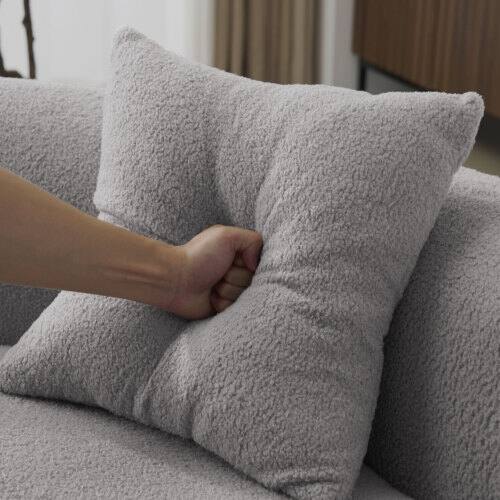Alt View 3. Anysun - 66.9" Curved Teddy Velvet Loveseat Sofa - Full Compression Sponge, No Assembly, 350 lbs Capacity for Small Spaces - Gray.