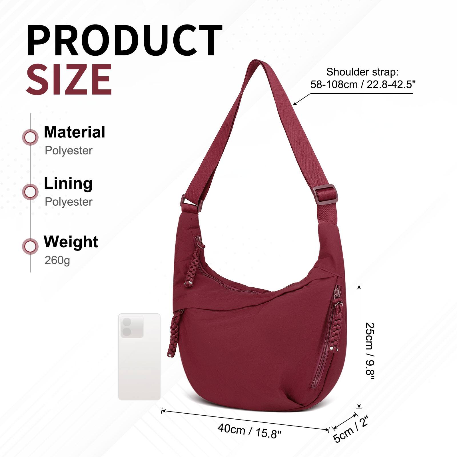 PRODUCT SIZE

Shoulder strap: 58-108cm / 22.8-42.5"

Material: Polyester

Lining: Polyester

Weight: 260g

Dimensions:
- 25cm / 9.8"
- 40cm / 15.8"
- 40cm / 15.8"
- 5cm / 2"