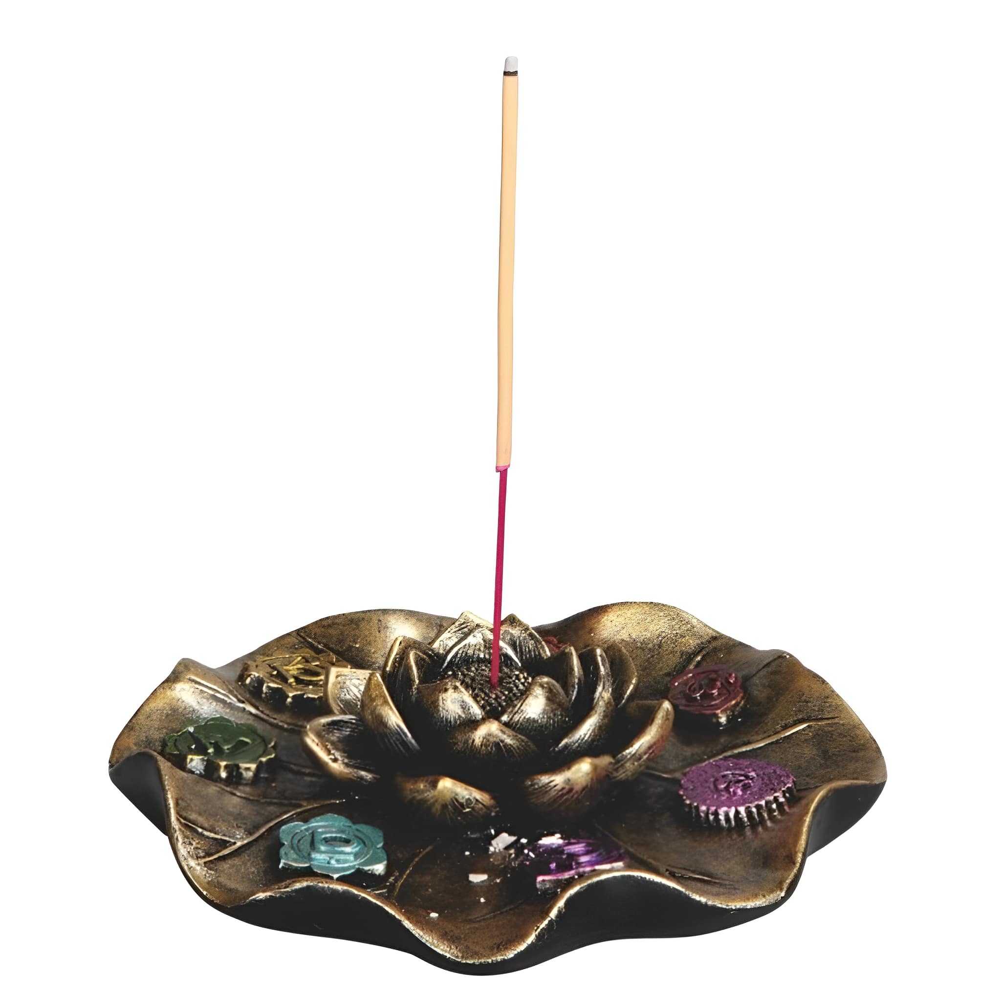FC Design - 4.75"W Lotus Incense Burner Computer Desk Tabletop Decoration - Multi-Color