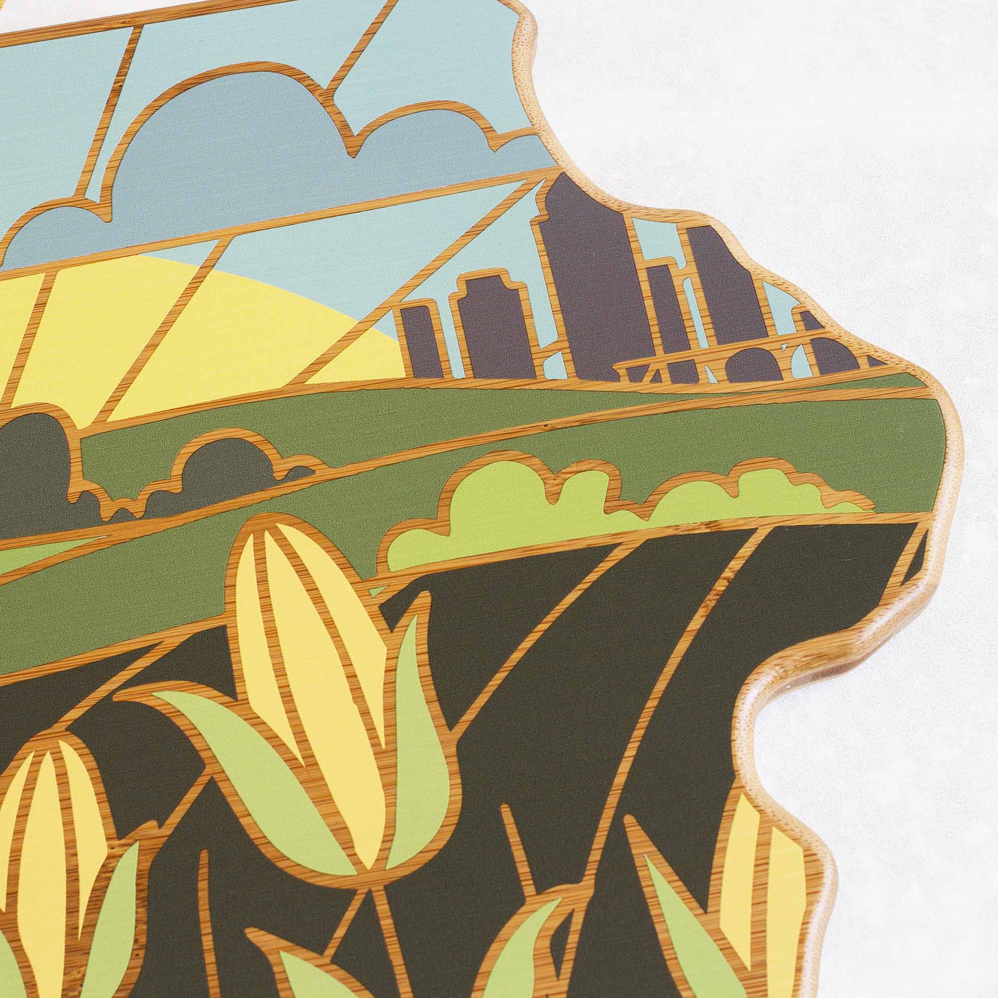 Alt View 1. Totally Bamboo - Iowa Cutting Board with Artwork by Summer Stokes.