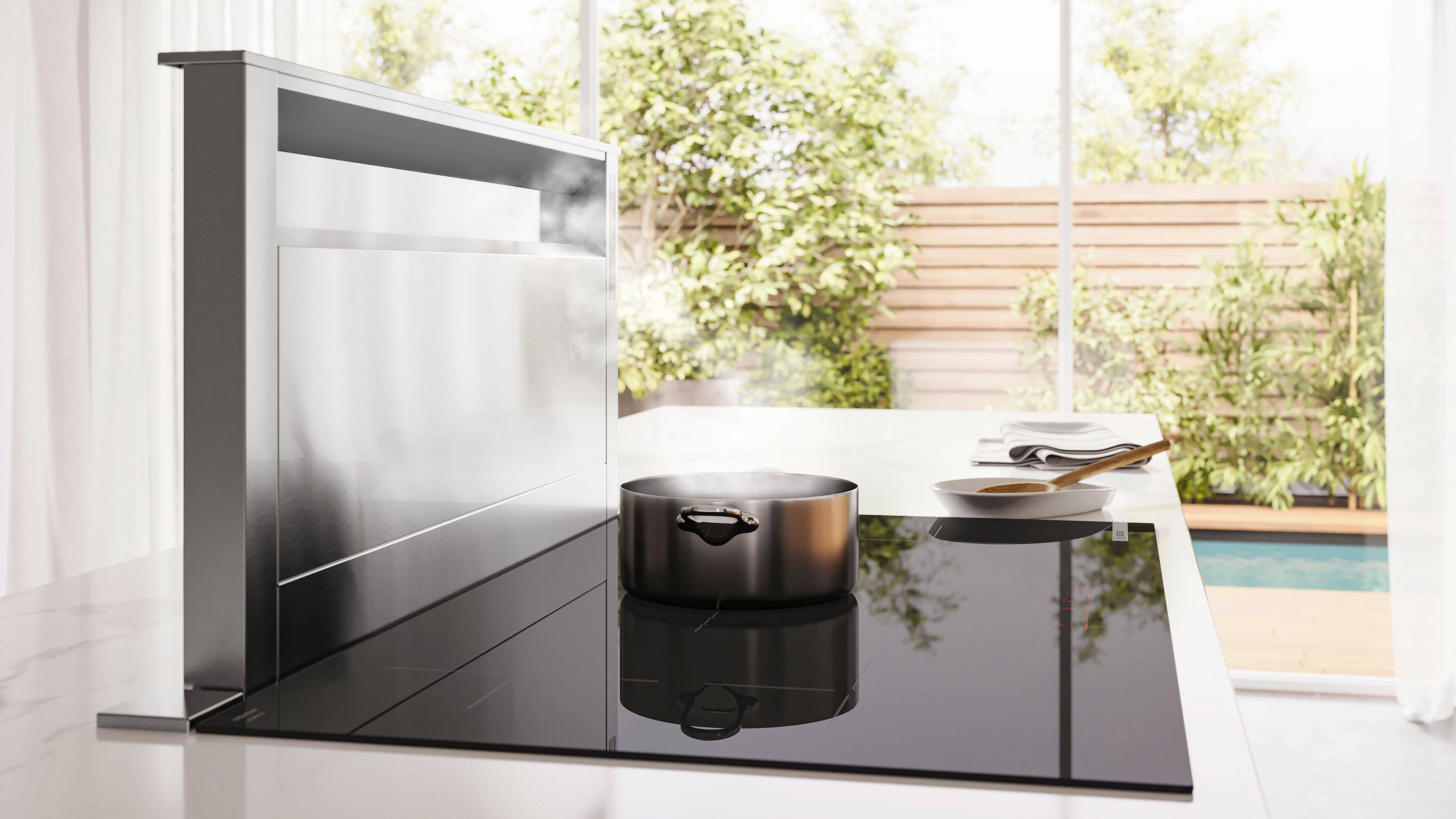 Alt View 5. Bosch - 800 Series 36" Convertible Telescopic Downdraft System - Stainless Steel.