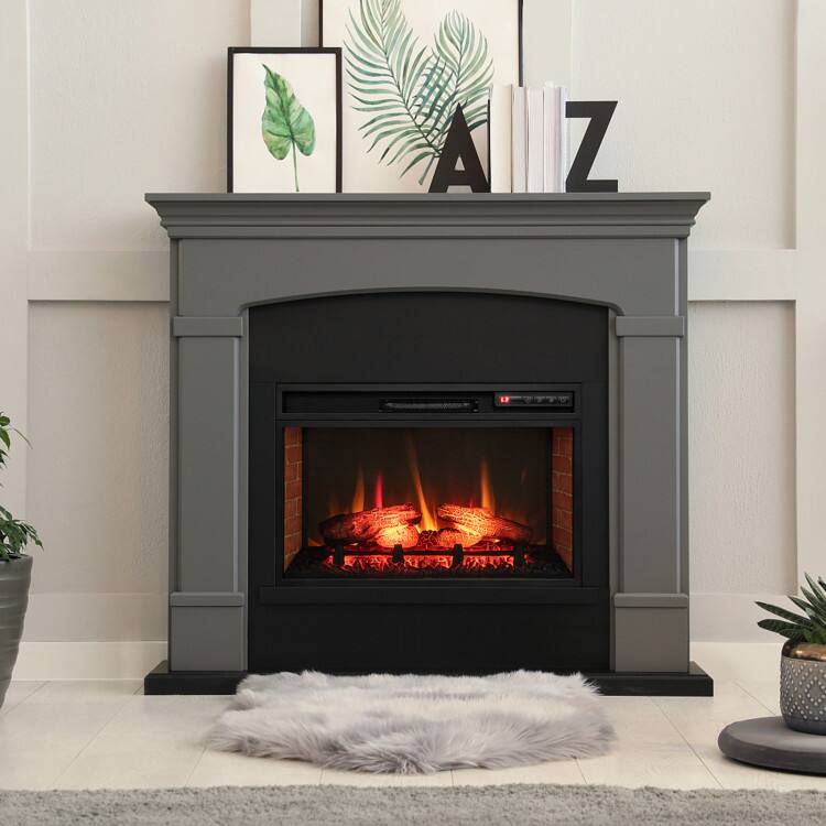 Alt View 4. Sugift - 26 Inch Recessed Freestanding Fireplace Heater with 3-Level Flame and 6H Timer - Black.