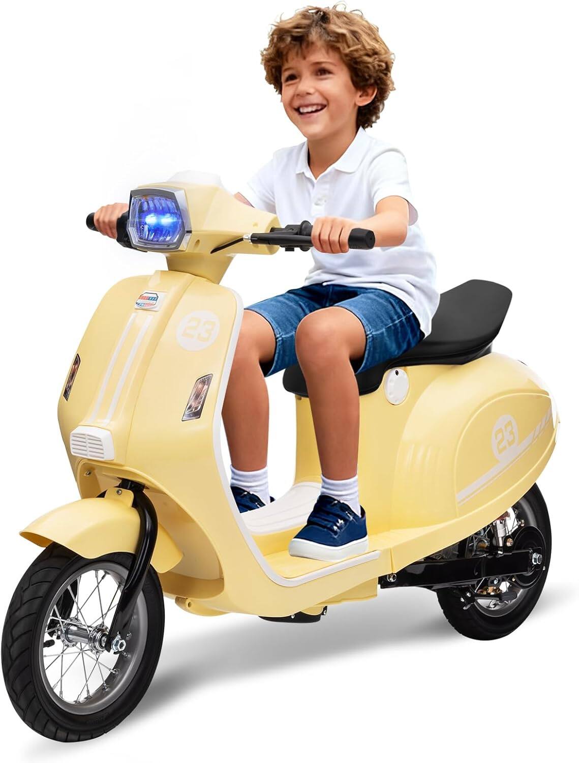 GAOMON - 24V Electric Motorcycle for Kids - Electric Scooter with Seat for Kids 8-14 - Ride On Scooter with LED Light - Beige price history on PriceWatchPro