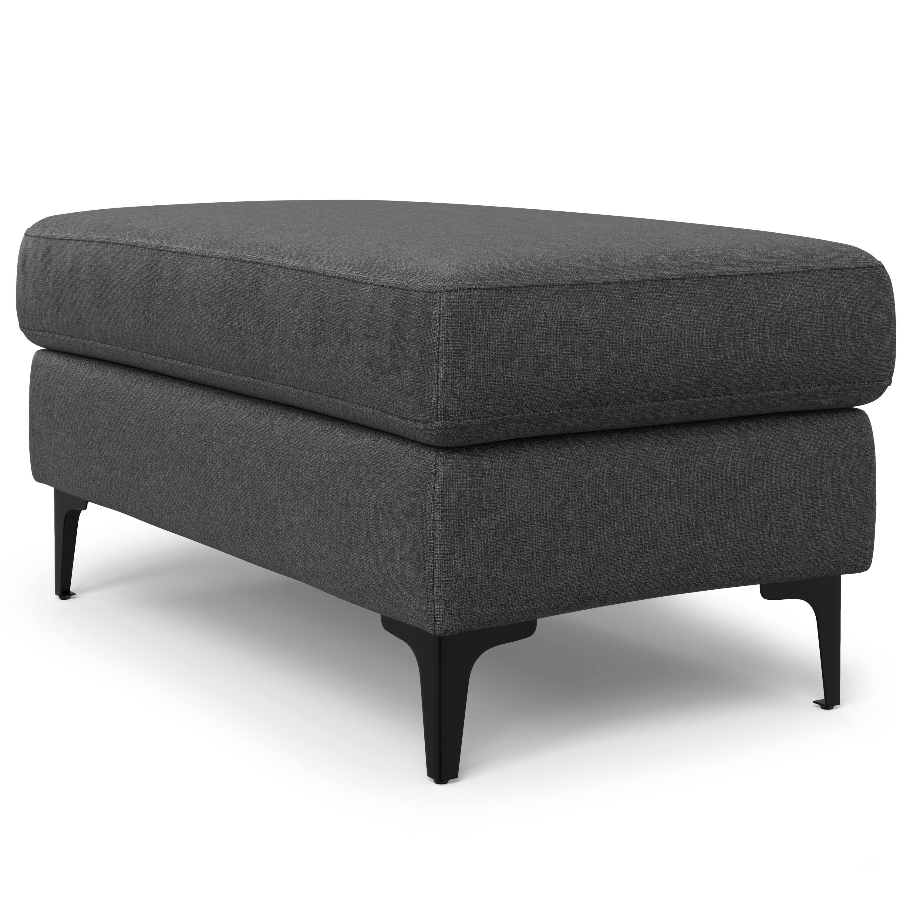Alt View 3. Simpli Home - Ava Ottoman in Tightly Woven Performance Fabric - Pebble Grey.