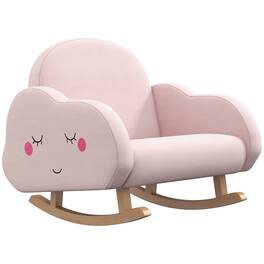 Qaba - Kids Cloud Shaped Rocking Chair, Children Rocker Armchair for Nursery Playroom Preschool, Solid Wood Legs, Anti-Tipping - Pink