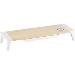 Bostitch - Wireless Charging Wooden Monitor Stand 33 lb Load Capacity 24" Width x 8" Depth Wood, Wood Grain - Multi