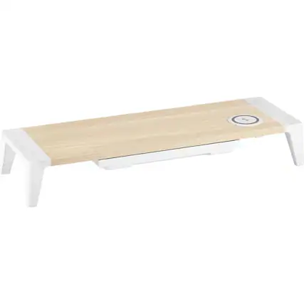 Front. Bostitch - Bostitch Wireless Charging Wooden Monitor Stand 33 lb Load Capacity 24" Width x 8" Depth Wood, Wood Grain Multi - Multi.