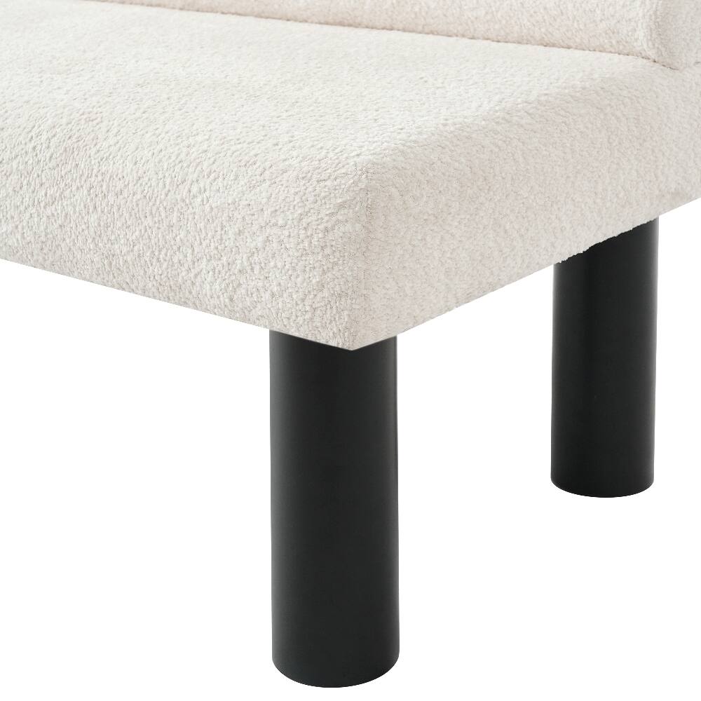 Alt View 8. Ropilly - Ropilly Beige Upholstered Dining Bench with Backrest, Fabric End of Bed Entryway Ottoman, Rubber Wood Legs - Beige.