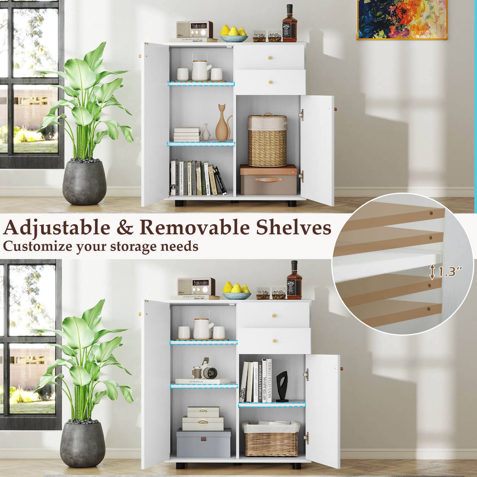 Adjustable & Removable Shelves  
Customize your storage needs  

1.3"