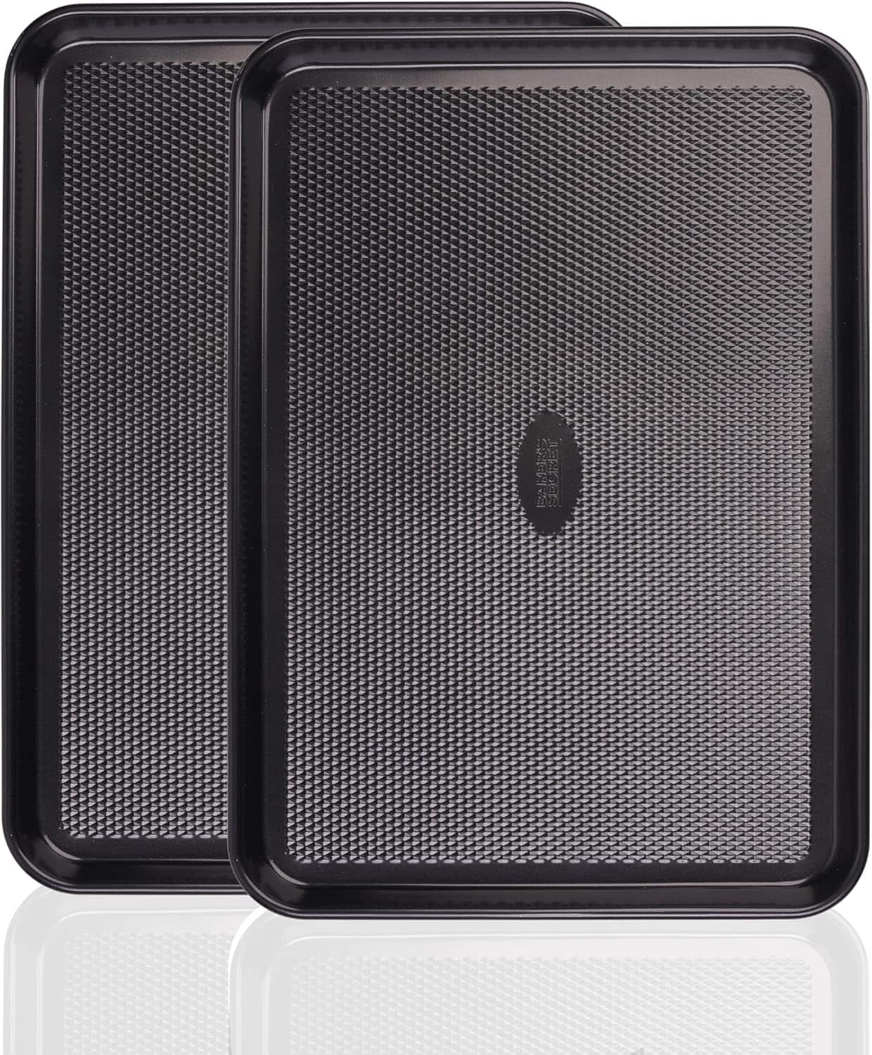 Baker's Secret - 2 Pack Half Sheet Pan Set, 1/2 Cookie Sheets for Baking with Diamond Texture, 17.7" x 13"