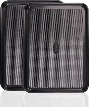 Front. Baker's Secret - Baker's Secret 2 Pack Half Sheet Pan Set, 1/2 Cookie Sheets for Baking with Diamond Texture, 17.7" x 13".