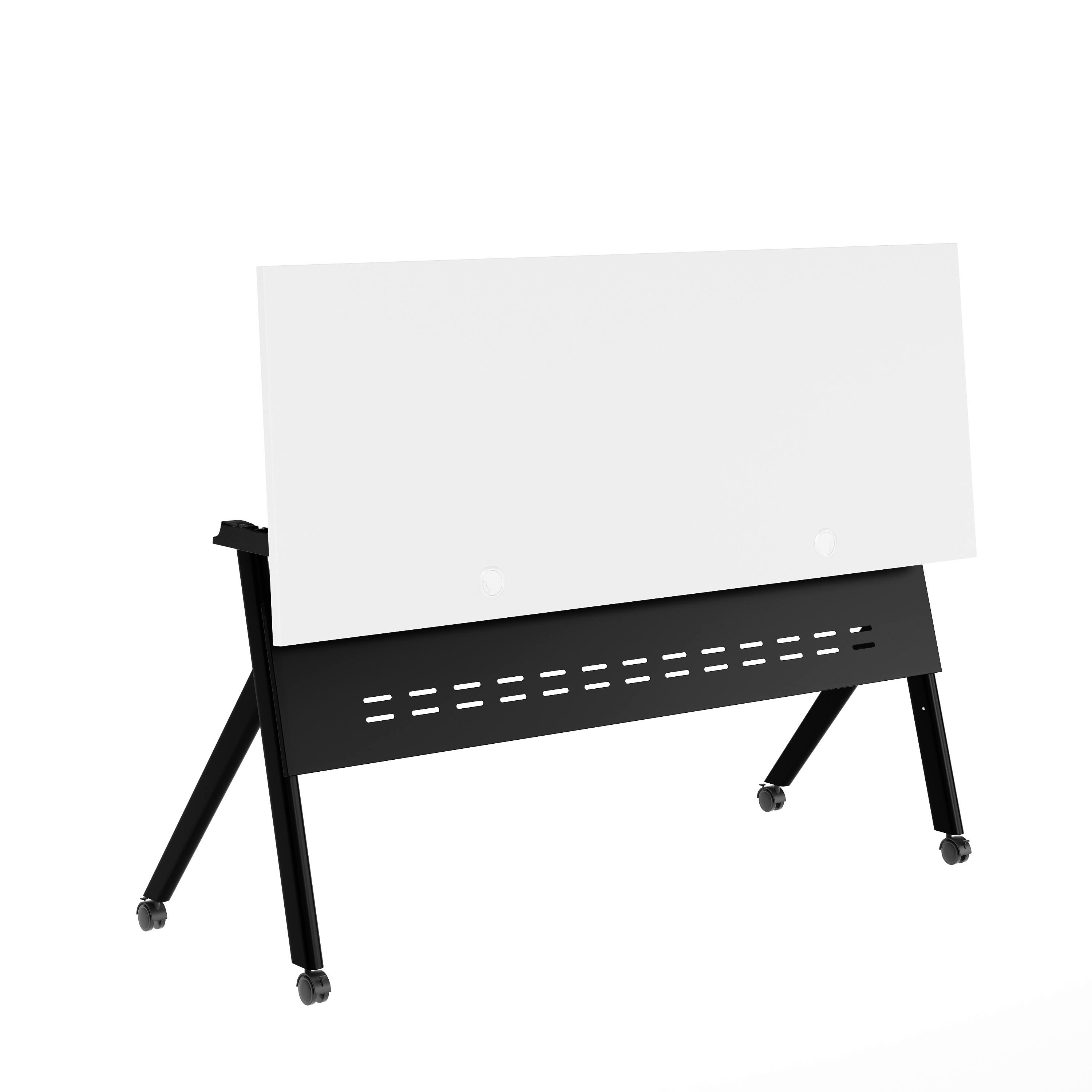 Alt View 8. Emma + Oliver - Griffin Heavy-Duty Flip Top Training Table with Nesting Design, Privacy Panel, Y-Legs, Tabletop, Metal Frame - White Top/Black Frame.