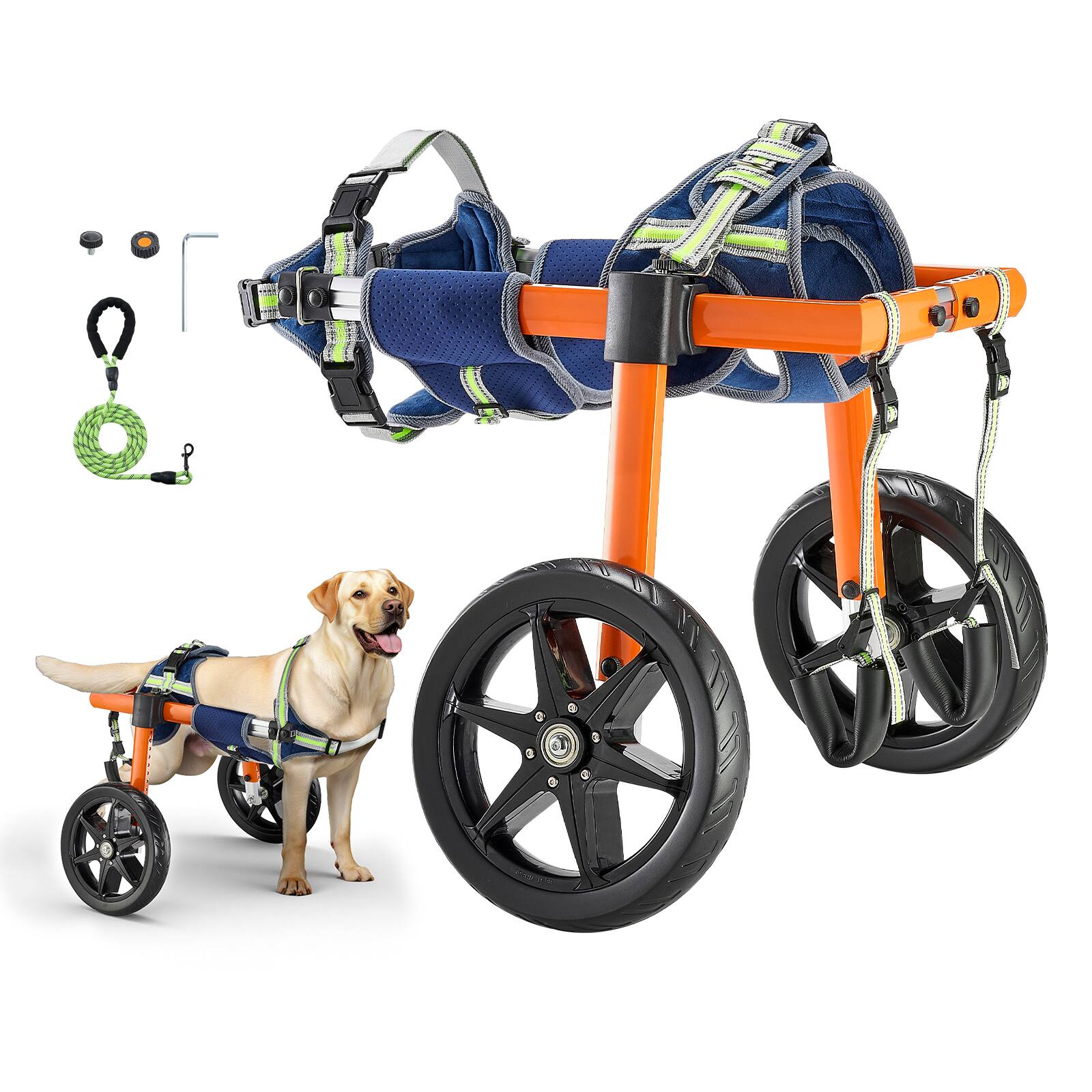 Front. VEVOR - Dog Wheelchair for Back Legs, Lightweight 2 Wheels Pet Wheelchair, Height, Width & Length Adjustable, Dog Cart - Orange.