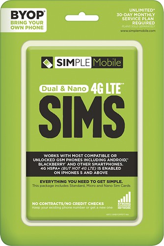  Simple Mobile - BYOP Dual SIM Card