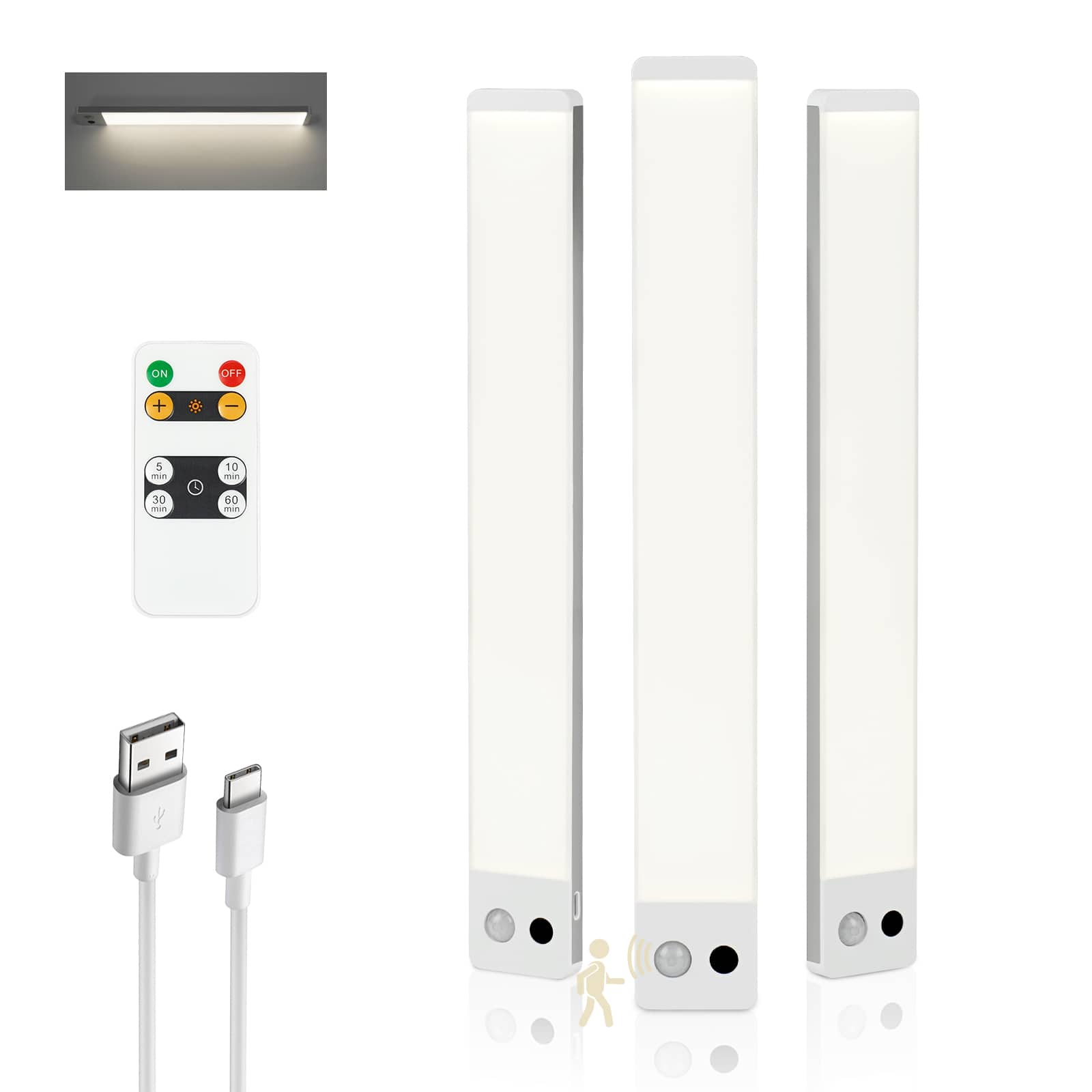 Dawnrise - 12 in. Rechargeable Under Cabinet Light Motion Sensor, 4000K Dimmable with Remote Control,3 Packs price history on PriceWatchPro