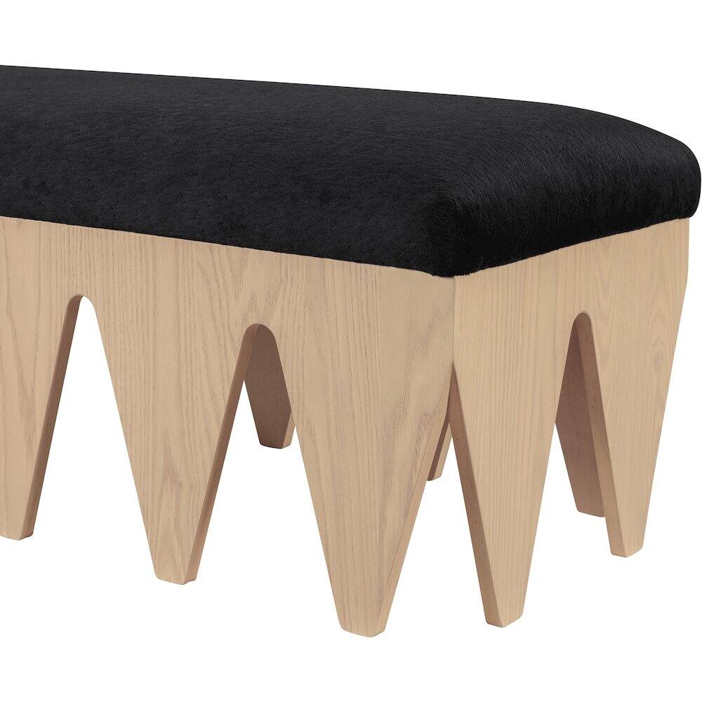 Alt View 4. Meridian Furniture - Altair Black Velour Fur Fabric Bench - Black.
