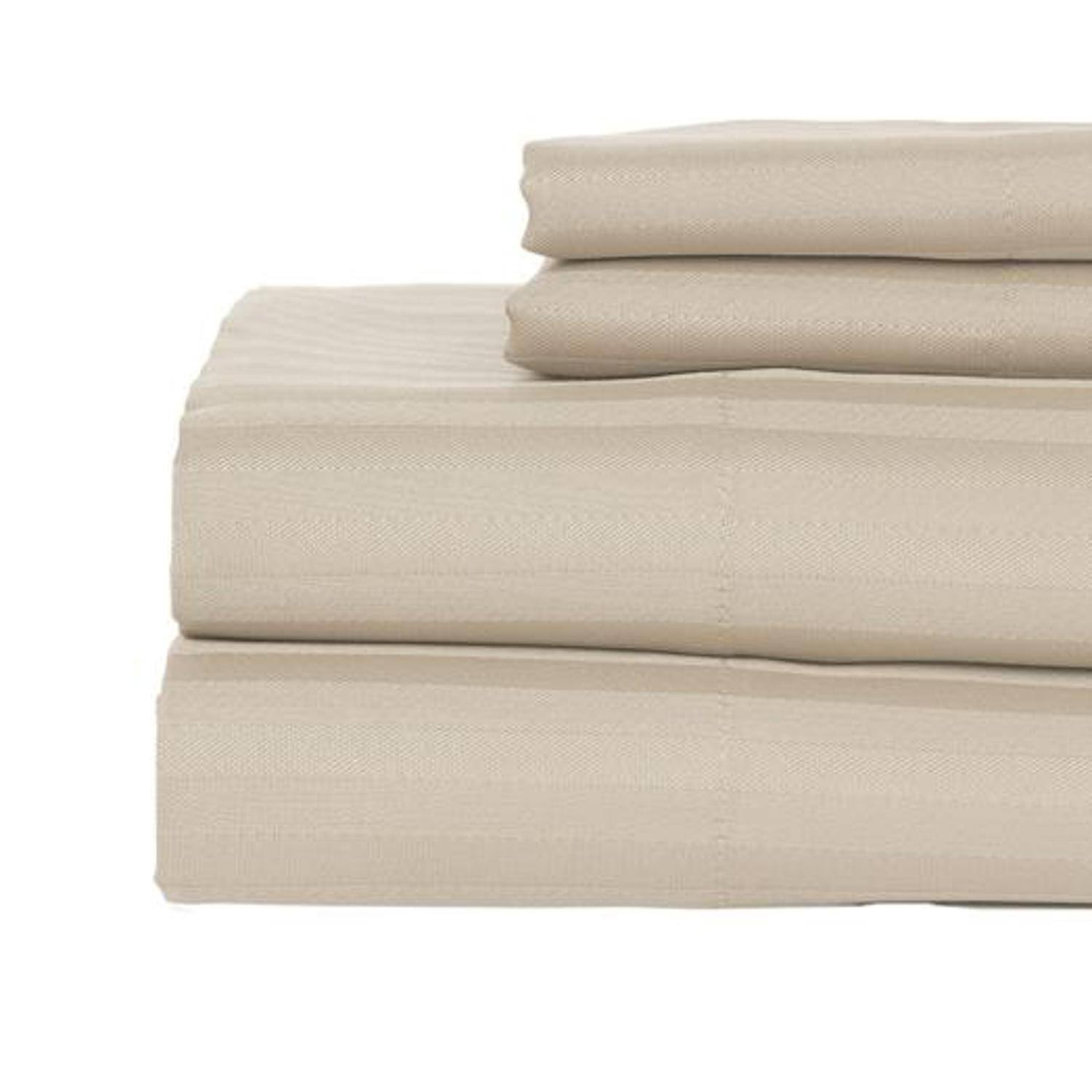 Alt View 1. Castle Hill London - Castle Hill London 600 Thread Count Sateen Stripe Sheet Set - Queen, Ash - Ash.
