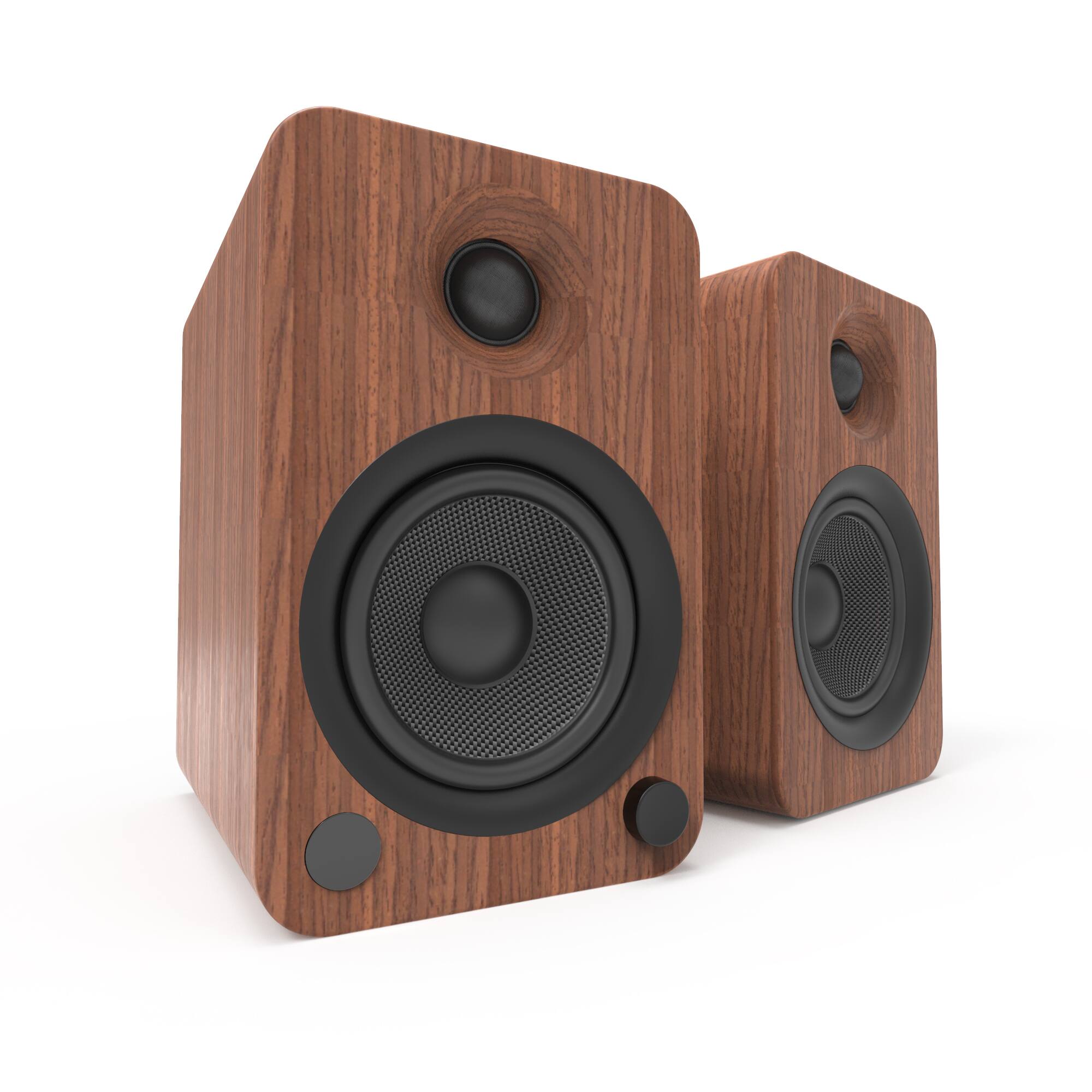Angle. Kanto - 4" Wireless 2-Way Bookshelf Speakers (Pair) - Walnut.