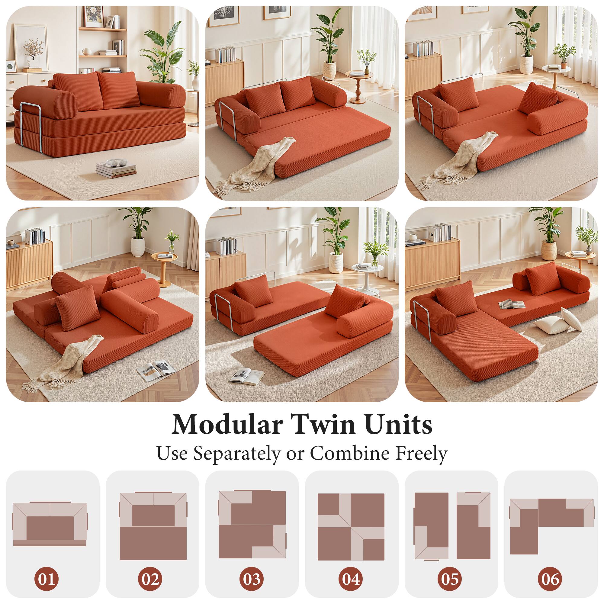 Modular Twin Units  
Use Separately or Combine Freely  

01  
02  
03  
04  
05  
06