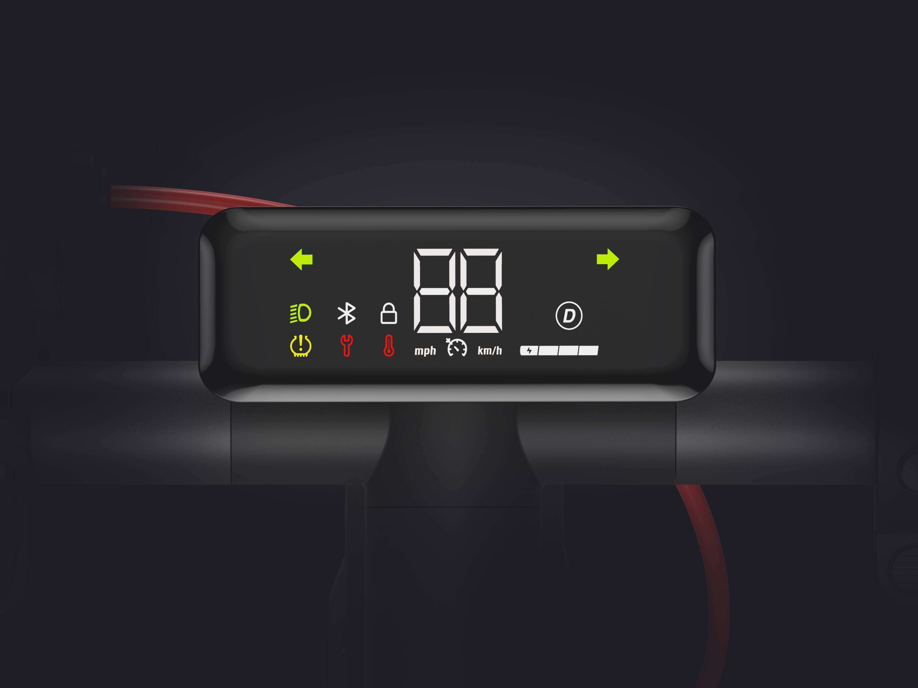 The text on the image reads "88 mph km/h + D".