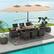 Alt View 1. Costway - 10 Pieces Patio Wicker Dining Set with Double-Sided Patio Umbrella 8 Armchairs - Coffee,Mix Brown.