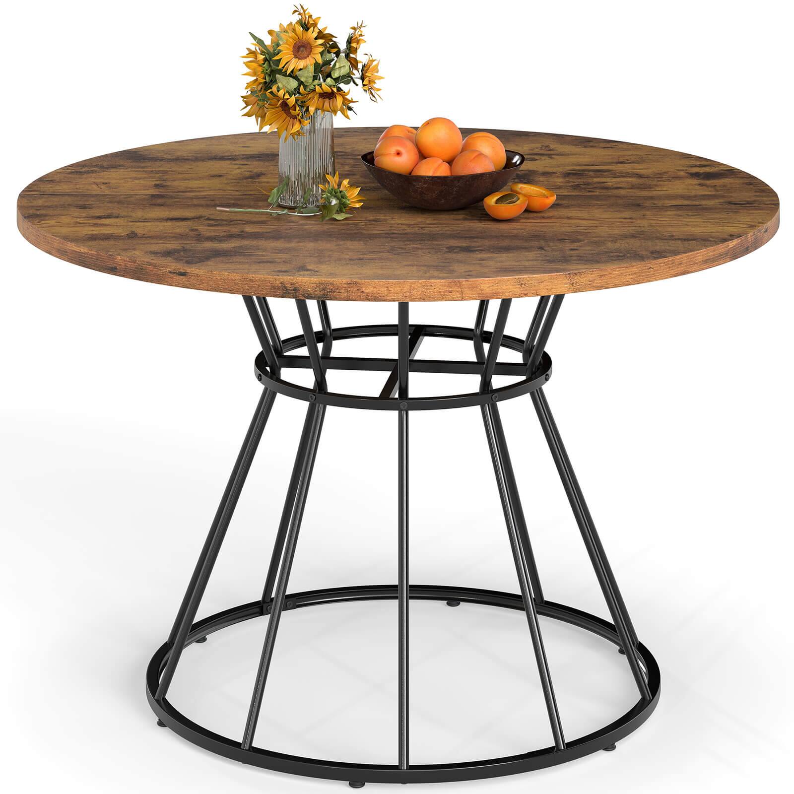"Costway - 47"" Round Dining Table with Wooden Tabletop, Metal Base for Home Dining Room - Brown + Black" price history on PriceWatchPro