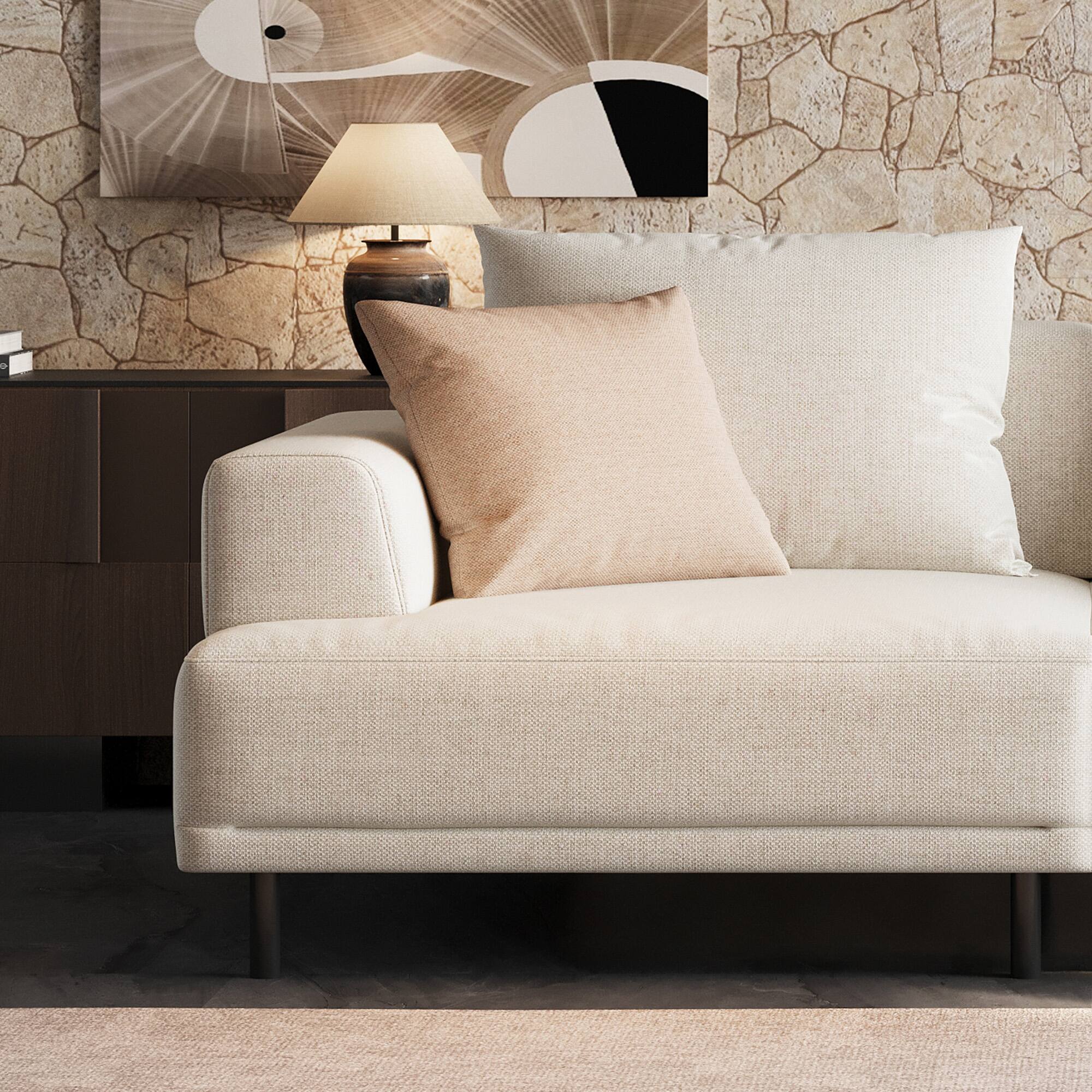 Alt View 2. luck idea - 66.14" Breathable Cotton-Linen Fabric Sofa, Solid Wood Frame, High-Elastic Sponge Seat Cushion - Light Beige.