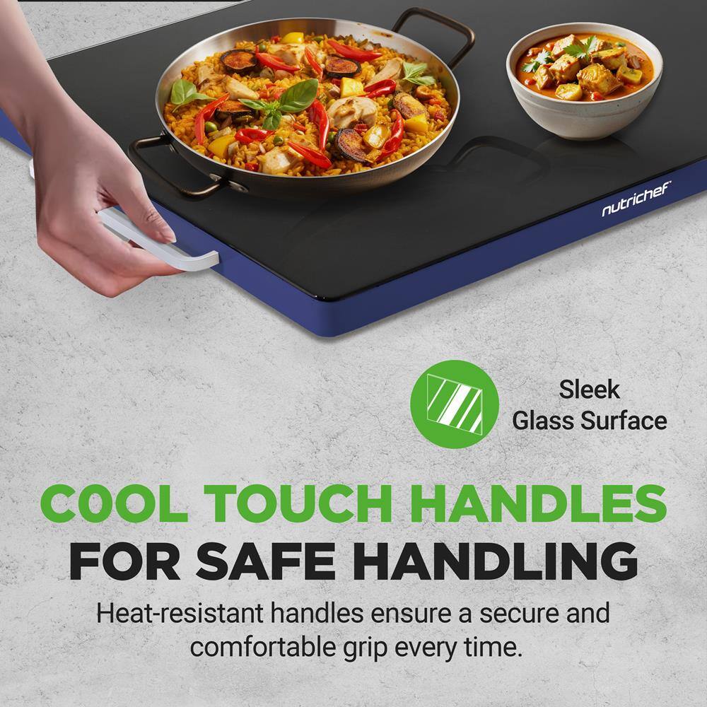 nutrichef Sleek Glass Surface COOL TOUCH HANDLES FOR SAFE HANDLING Heat-resistant handles ensure a secure and comfortable grip every time.