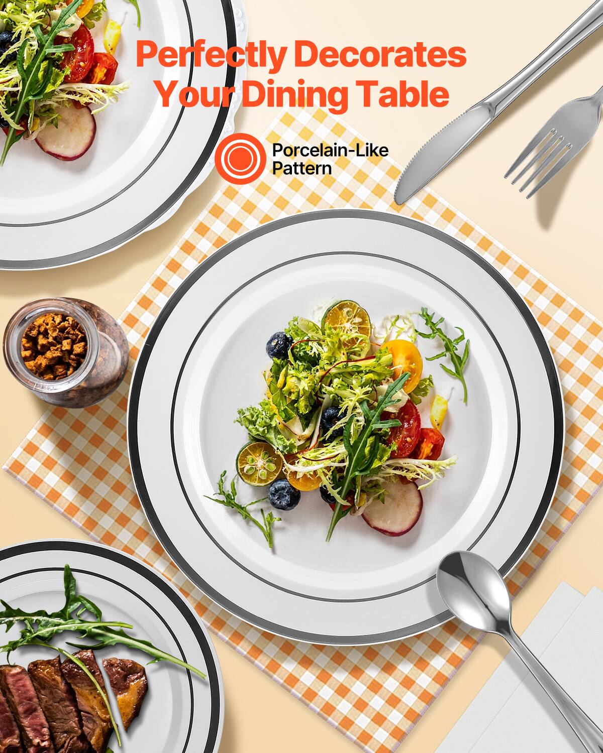 Perfectly Decorates Your Dining Table  
Porcelain-Like Pattern