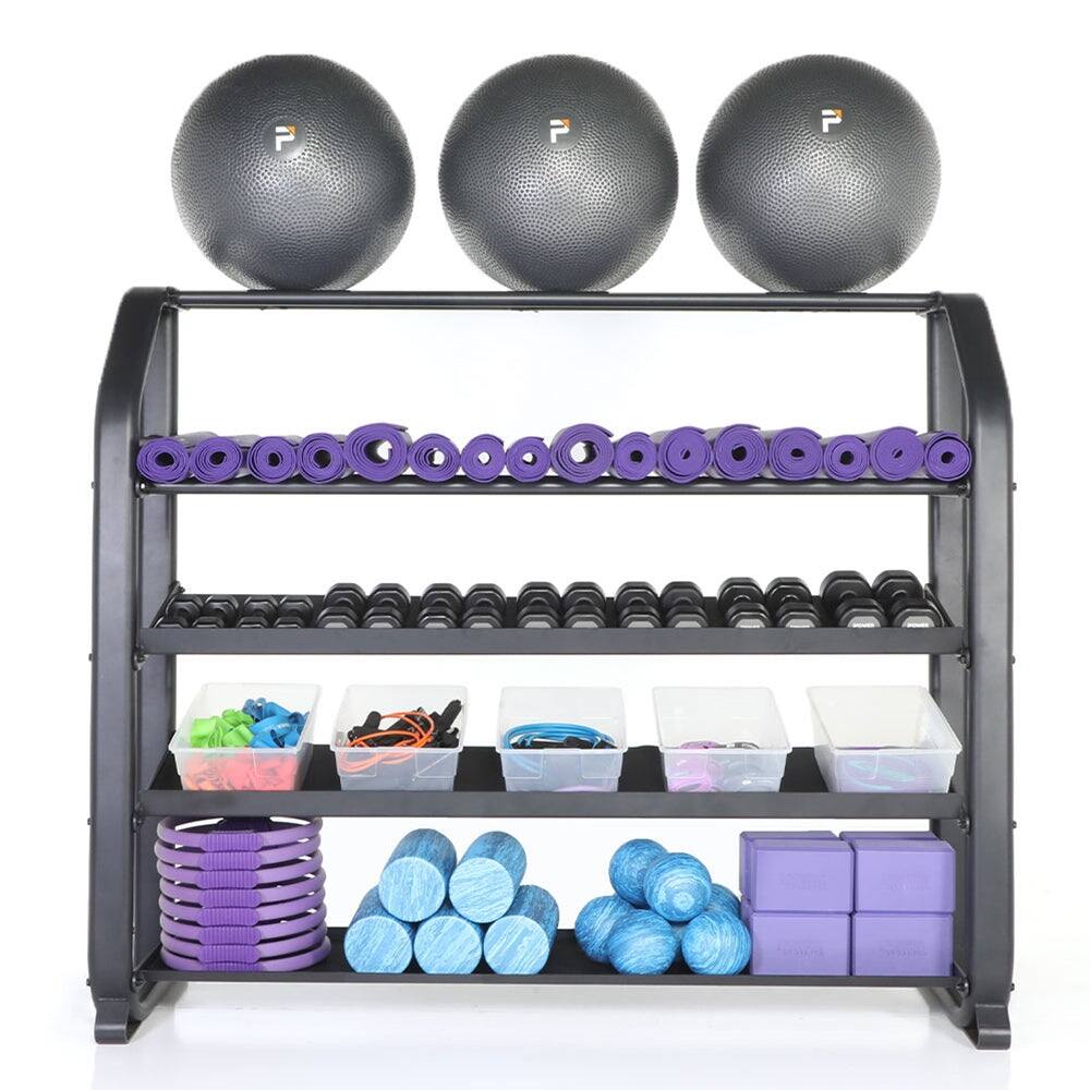 Alt View 3. Power Systems - Denali Hybrid Rack - 4 -Tier Dumbbell and Med Ball Storage for Home or Gym - Black.